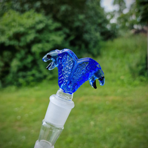 18,8er Glaskopf " Snake Schlangenkopf " blau von bongrauch