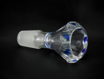 Stabiler 18,8er Glaskopf blau transparent Diamant Glas Kopf für Glasbong Diamantform 18.8 mm