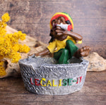 Rastaman Aschenbecher mit Joint & Hanfblatt – Originelles Deko- und Rauchaccessoire