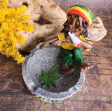 Rastaman Aschenbecher mit Joint & Hanfblatt – Originelles Deko- und Rauchaccessoire