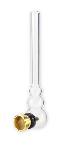 Glaspfeife mit Alu Steckkopf und Sieb silber oder gold