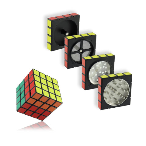 Würfel Cube Grinder " Zauberwürfel " bunt mit Pollensieb 4 tlg.