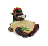 Rasta Man Aschenbecher liegender Rastamann mit Joint und Hanfblatt Ashtray