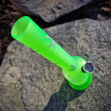 Acrylbong Hanfblatt mit Grinder Neon Grün 20 cm