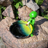 bongrauch Aschenbecher Alien mit Hanfblatt und Joint grün