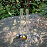 Glaspfeife mit Alu Steckkopf und Sieb silber oder gold