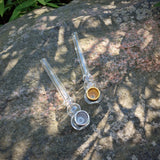 Glaspfeife mit Alu Steckkopf und Sieb silber oder gold