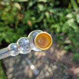 Glaspfeife mit Alu Steckkopf und Sieb silber oder gold