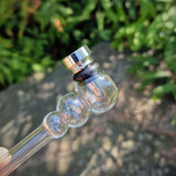 Glaspfeife mit Alu Steckkopf und Sieb silber oder gold