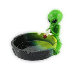 bongrauch Aschenbecher Alien mit Hanfblatt und Joint grün