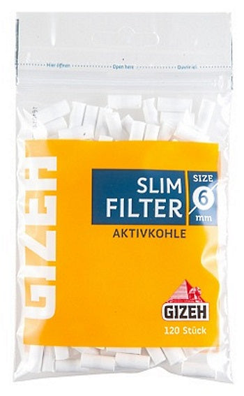 Gizeh Drehfilter Kohle Slim 6mm, 1 Beutel á 120 Filter – bongrauch