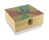 Holzkiste bunt mit Hanfblatt von Super Heroes Storage Box für Selberdreher