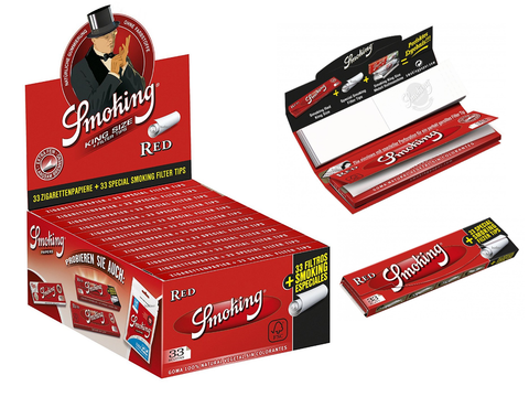Smoking King Size Papers Rot + Tips 33 Blatt