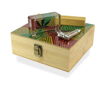 Holzkiste bunt mit Hanfblatt von Super Heroes Storage Box für Selberdreher