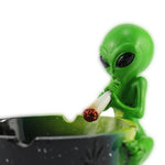 bongrauch Aschenbecher Alien mit Hanfblatt und Joint grün