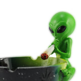 bongrauch Aschenbecher Alien mit Hanfblatt und Joint grün