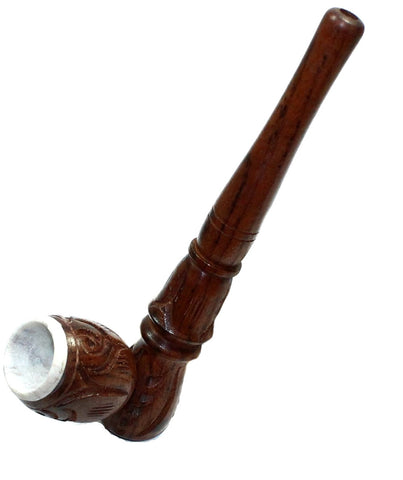 Speckstein Purpfeife mit Holzmundstück 12 cm