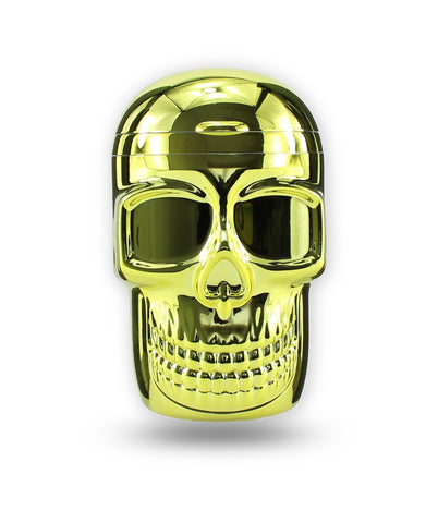 Aschenbecher Skull mit Beleuchtung und Deckel in gold