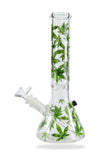 18,8er Glasbong Hanfblatt grün mit Eisfach