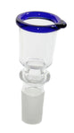 Glas Kopf 14,5mm Schliff, Zylinder mit blauem Rand